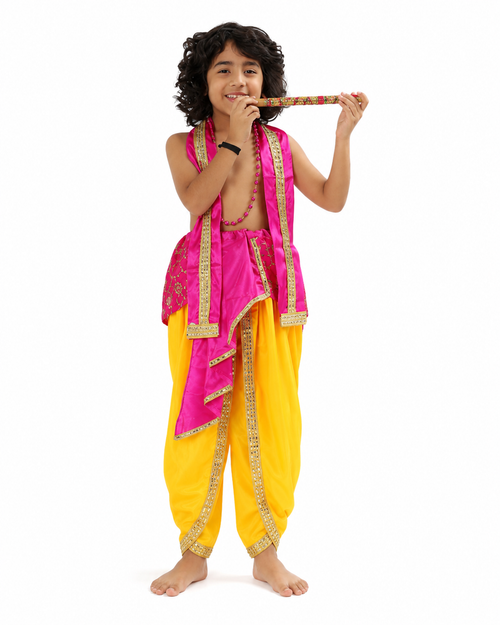Krishna Costume Set – Pink & Yellow (Design 1)