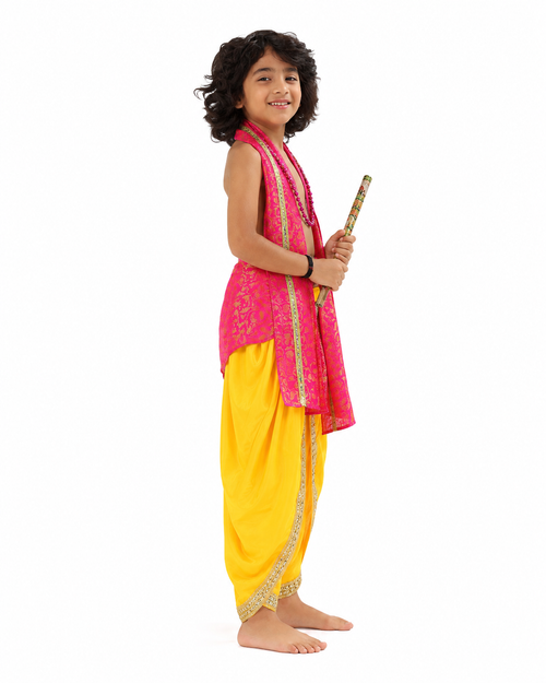 Krishna Costume Set – Pink & Yellow (Design 2)